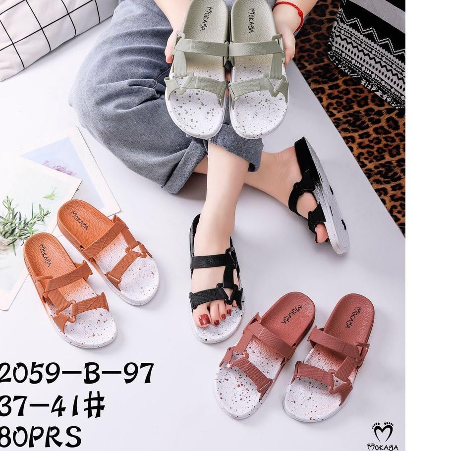❄ [] Sandal Slop Semi Let Gunung Wanita Warna Sembur Tali Sambung Keren Import Mokaya/Size 37-41(205