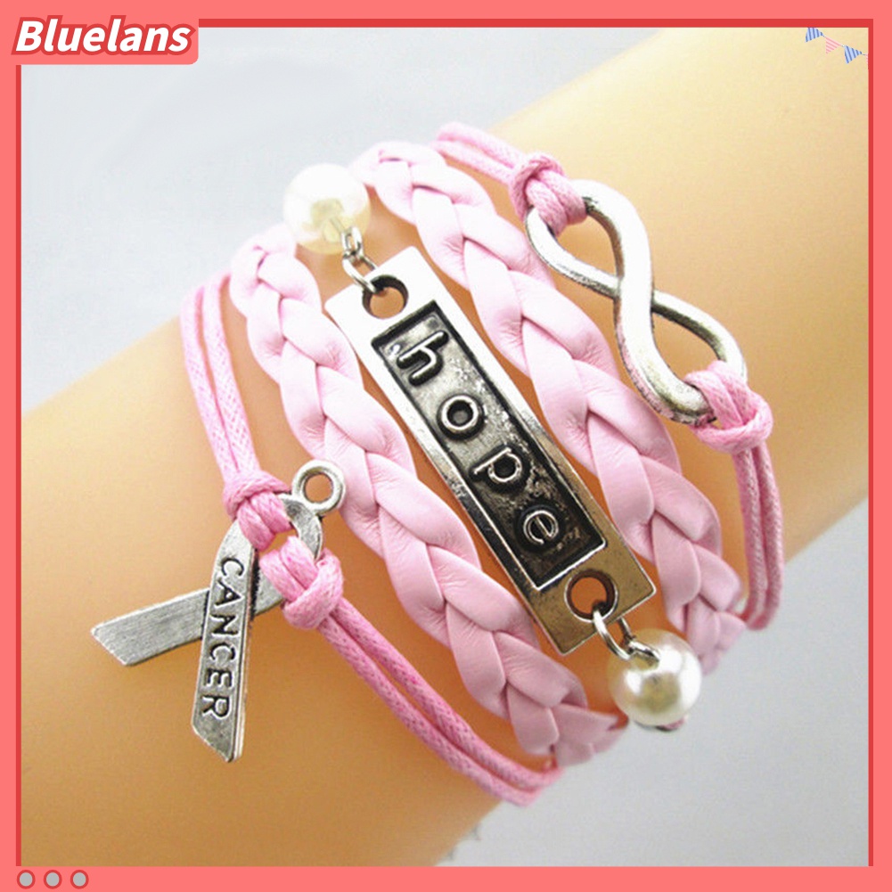 Gelang Multilayer Desain Lambang Kesadaran Kanker Payudara Infinity Hope Faith