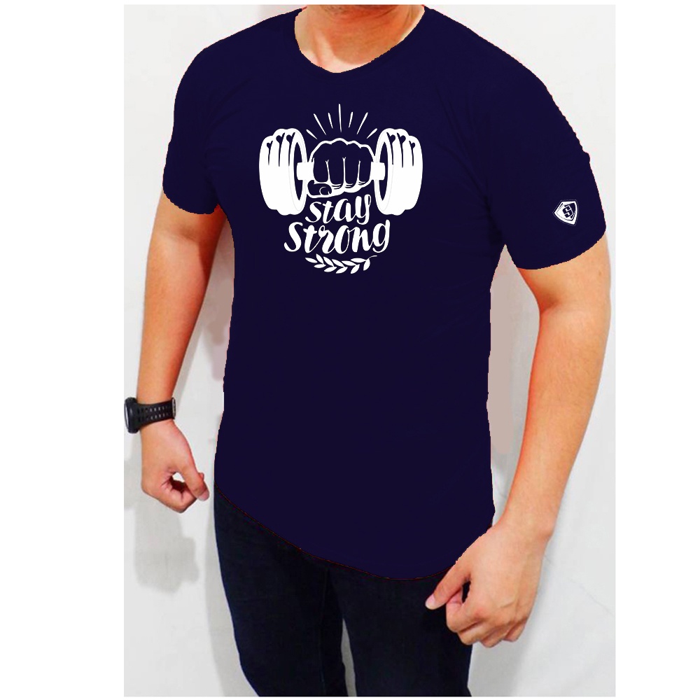 Kaos gym pria stay stronger muscle fit pria ketat