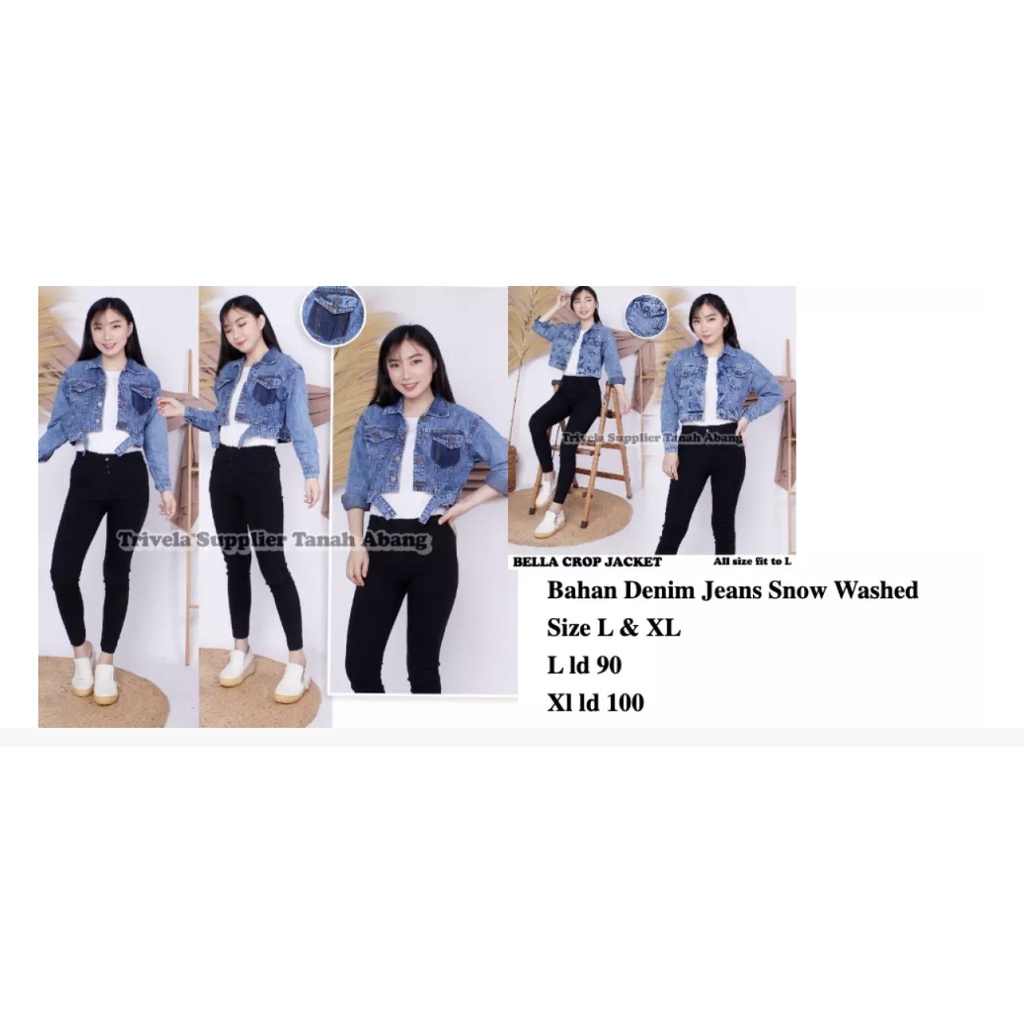 JACKET JEANS CROP BELLA / JAKET JEANS CROP WANITA