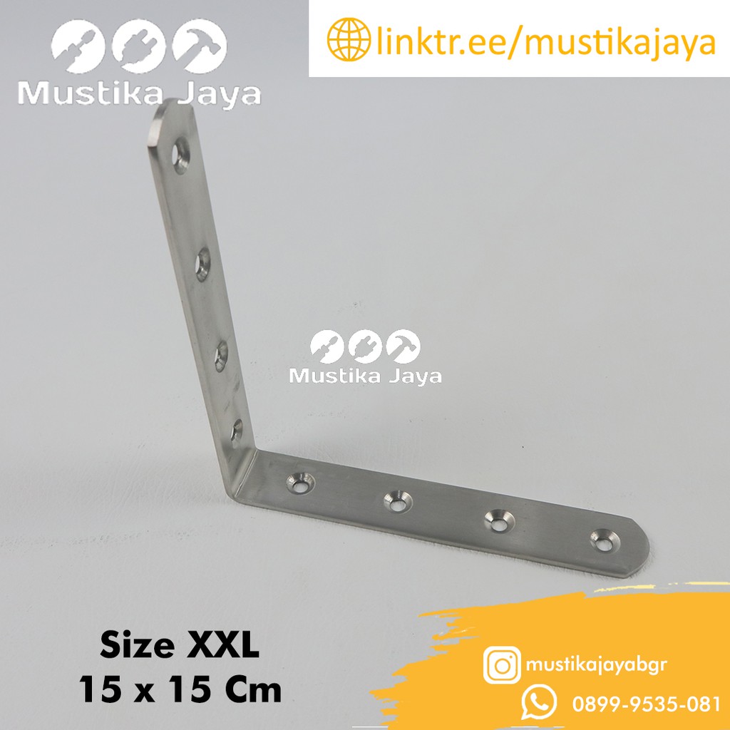 Plat Siku L Stainless SS Bracket Penyangga Rak Lemari Kayu 6601