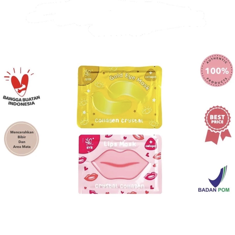 SYB MASKER Mata &amp; MASKER Bibir Crystal Collagen - SYB Gold Eye Mask | SYB Lip Mask