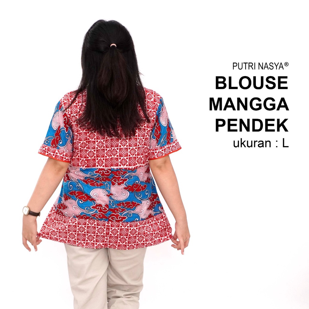 Blouse Big Size LD 140 Wanita Atasan Batik Jumbo L-XL-2L-3L-4L-5L-6L-7L Model Blus Jumbo Kerja Batik / Atasan Big Size Kerja Wanita / Pakaian Batik Kekinian Model Seragam Wanita Big