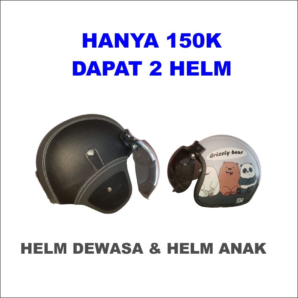 Bundling Helm Bogo Retro Gtr Full kulit dan helm Anak
