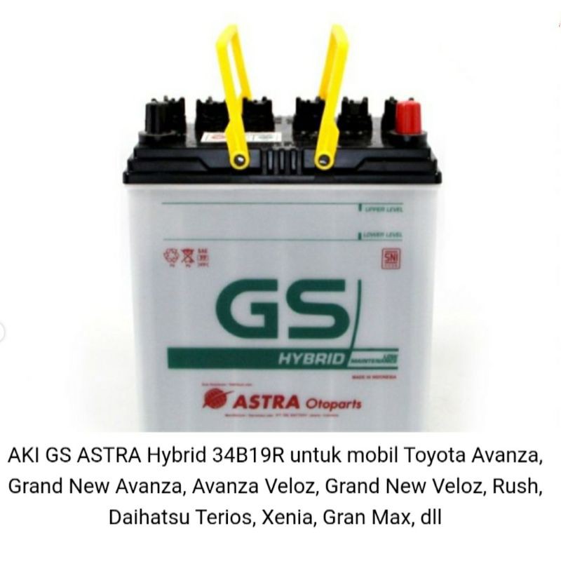 AKI MOBIL GS ASTRA Hybrid 34B19R Toyota Avanza, Grand New Avanza, Avanza Veloz, New Veloz,dll