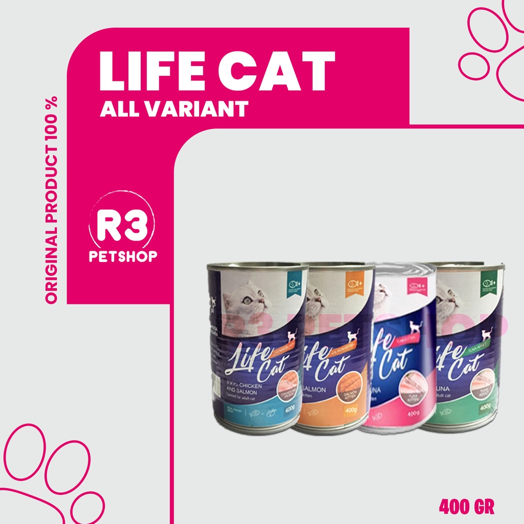 Makanan kucing basah Life Cat kaleng All Varian 400gr @ 1DUS 24PCS (Grab Gosend)