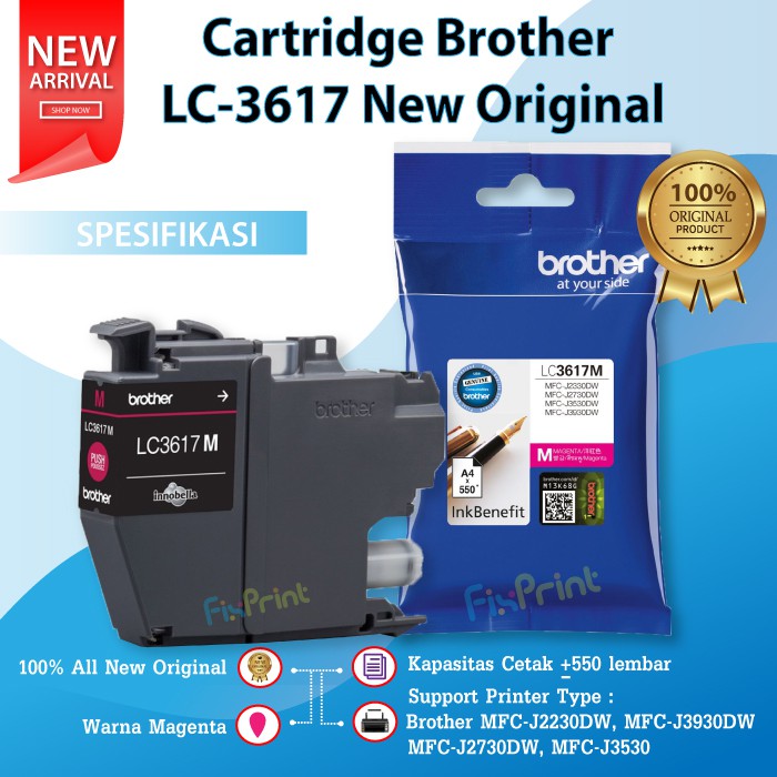 Cartridge Brother LC-3617Y LC3617 Original Tinta Printer MFC-J2230DW MFC-J2730DW MFC-J3530 MFC-J3930