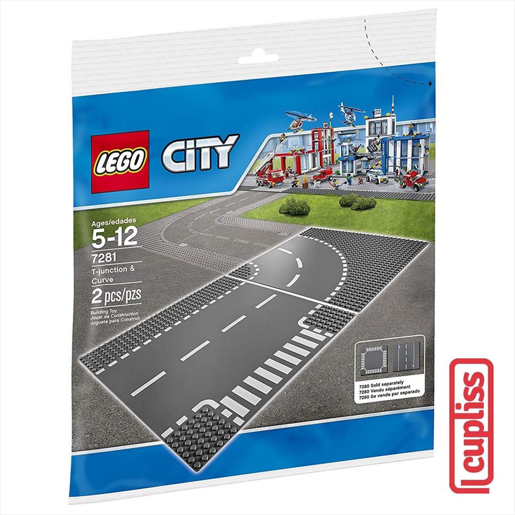 LEGO City Plate 7281 T-Junction & Curved Road Plates