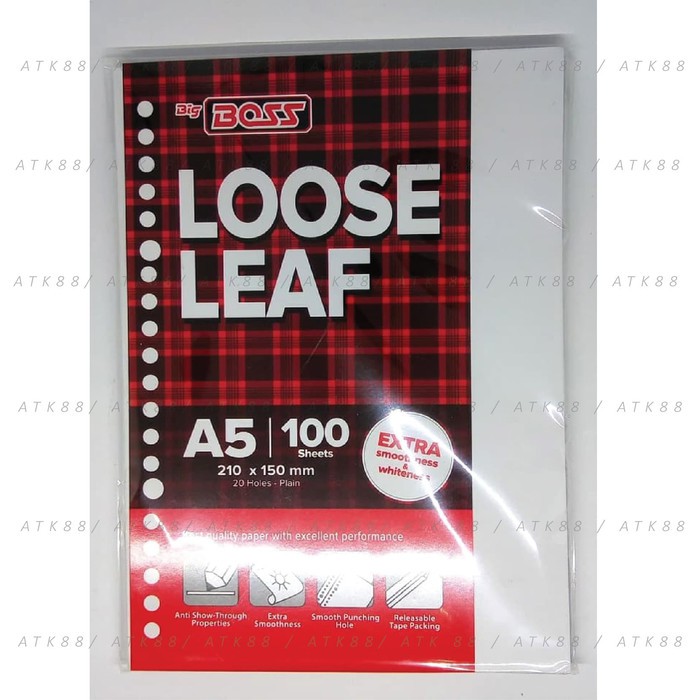 

Order Langsung Loose Leaf Big Boss A5 , 20 Holes - Polos isi 100 Lembar terbaik
