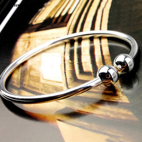 Perak Disepuh Terbuka Tangan Cuff Bracelet Simple Garlic Bangle