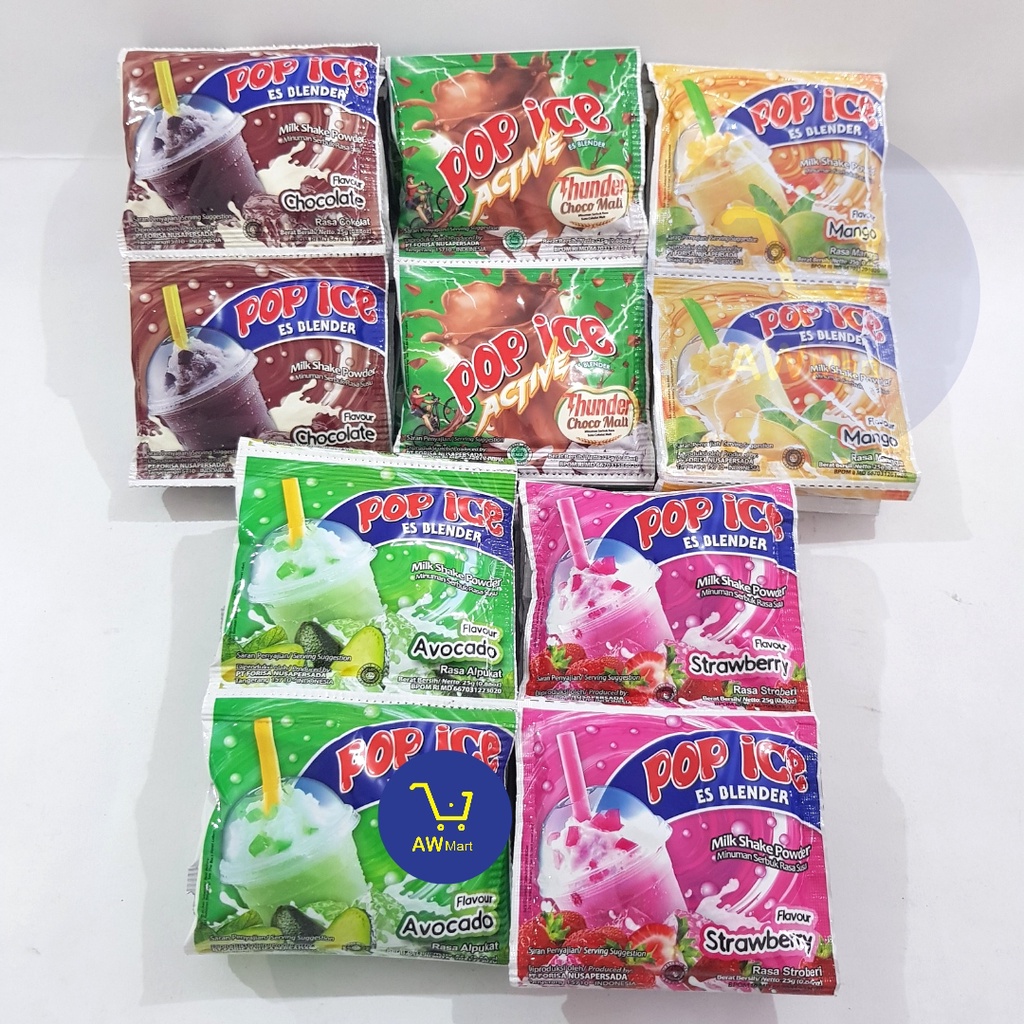 POP ICE RENCENG (25 GRAM X 10'S - CHOCOLATE/STRAWBERRY/CHOCO MALT/MANGGA/MELON