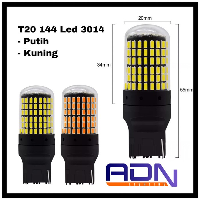 Lampu LED 7443 7440 T20 144 smd 3014 Sein Rem Senja | No Hyper Flash