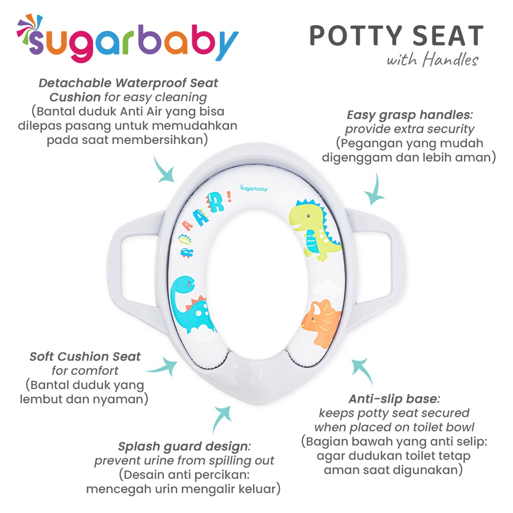 Sugarbaby Potty Seat With Handles &amp; Splash Guard / Dudukan Toilet Anak / Potty Training Ring Closet