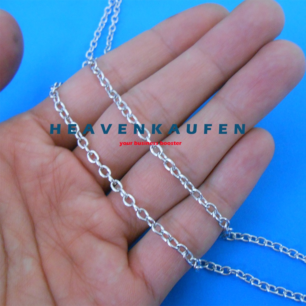 Rantai Nuri Kecil Lebar 2,5 mm Warna Nikel Silver Type F Untuk DIY Craft Dll Meteran