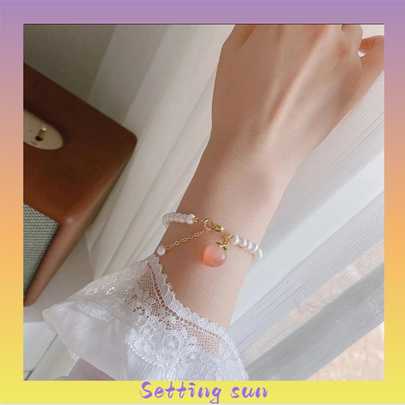 Gelang Mutiara Persik Pelajar Wanita Niche Design Sisters Couple Best Friends Gelang TN