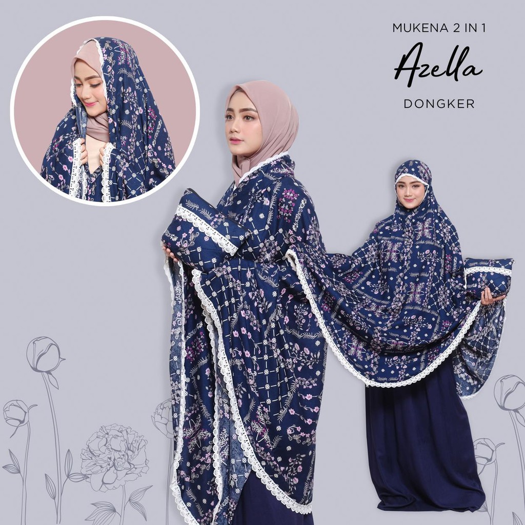 PUSAT MUKENA TASIK - MUKENA RAYON RENDA DEWASA MOTIF 2 IN 1 PONCO AZELLA RENDA IMPORT CANTIK