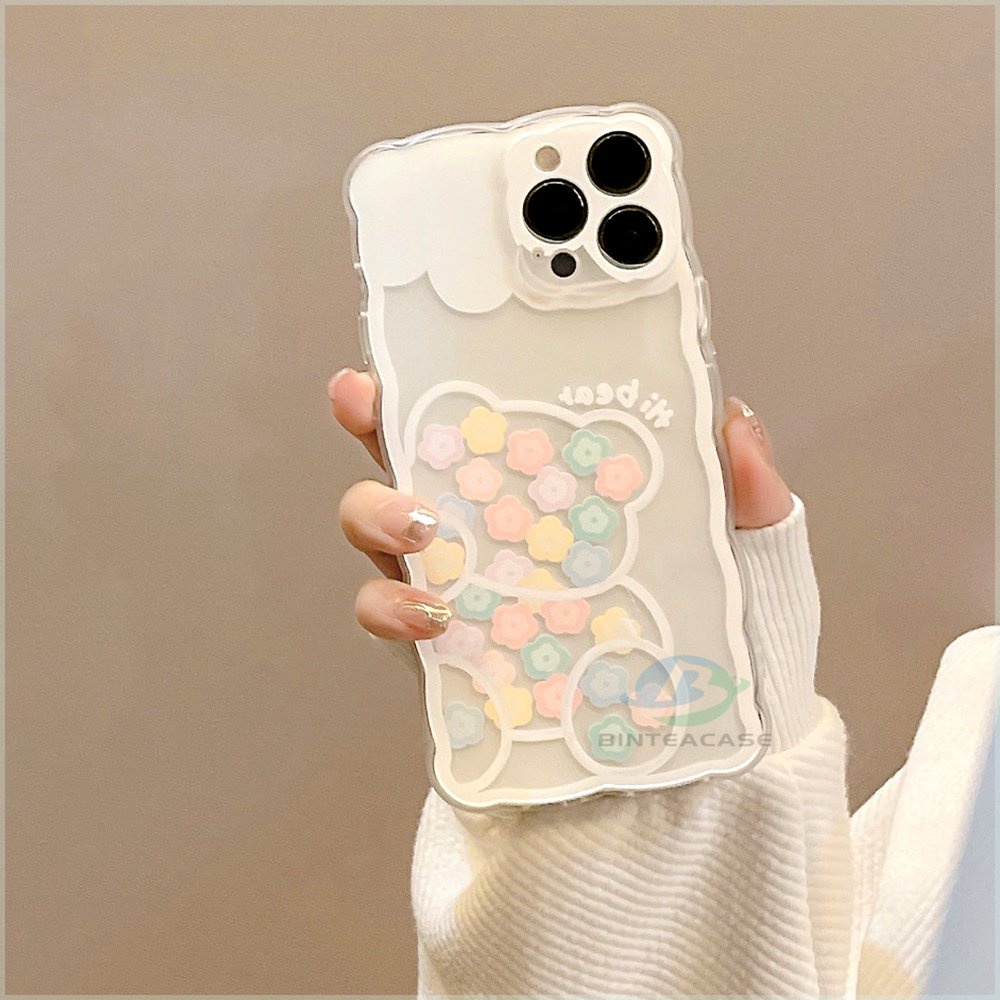 Casing TPU IPhone 14 14 Pro MAX 11 Pro 11 Pro MAX 12 12 Pro 12 Pro MAX IPhone 13 Pro MAX X XR XS MAX 6 6S 7 8 Plus Motif Bunga Dan Beruang