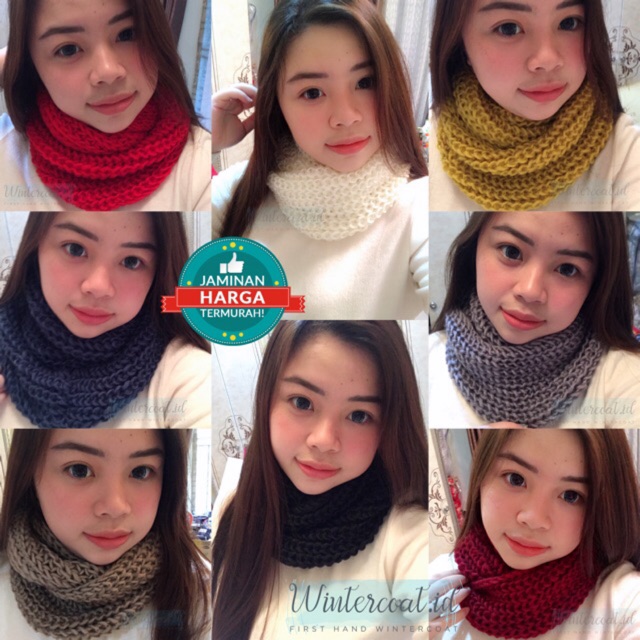 READY INDONESIA Infinity Scarf 2 Ring Syal musim dingin cewek wanita wool import bahan rajut scarf