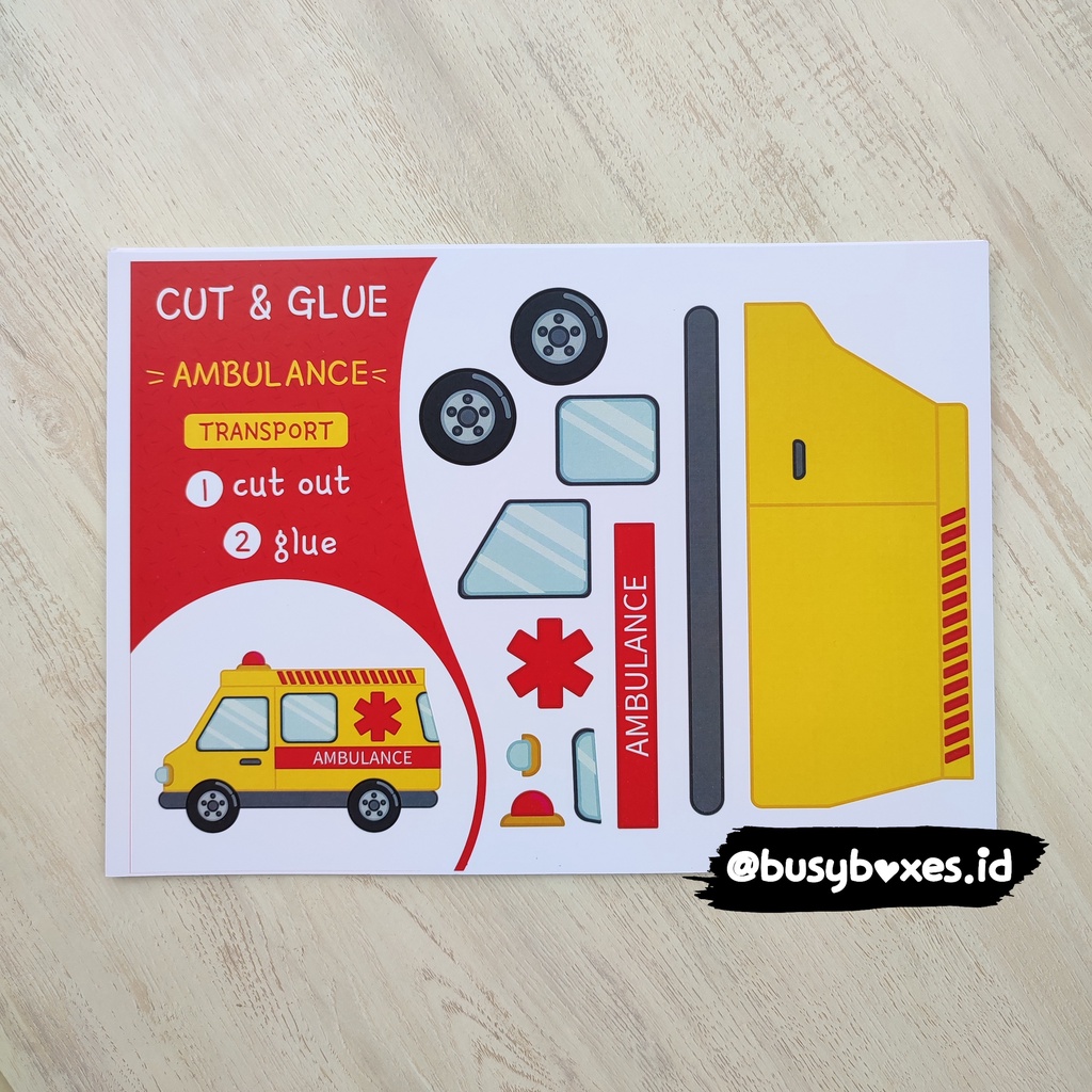 [busyboxes.id] cut and glue seri kendaraan vol.3 mainan edukasi menggunting menempel aktivitas anak