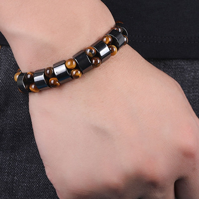 Gelang Magnetik Bahan Batu Gallstone Warna Hitam Untuk Kesehatan