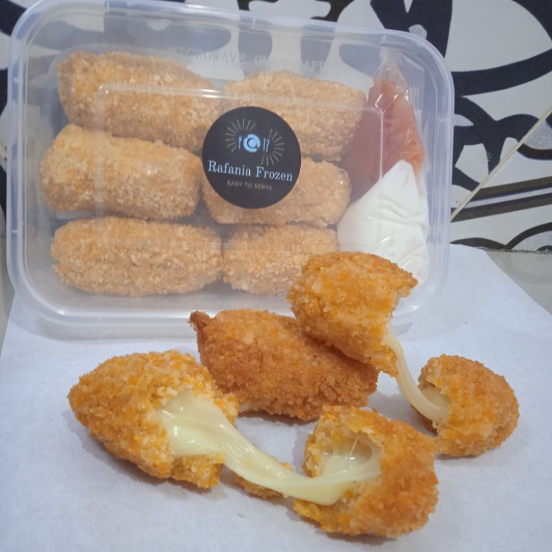 

Mozzarella goreng / stick mozzarella isi 6 Free mayo dan saus sambal Khusus JABODETABEK