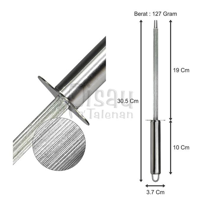 Nicer-Terbaik- Bestseller Ideal Pengasah Pisau 8" (Sharpening Steel) Gagang Stainless