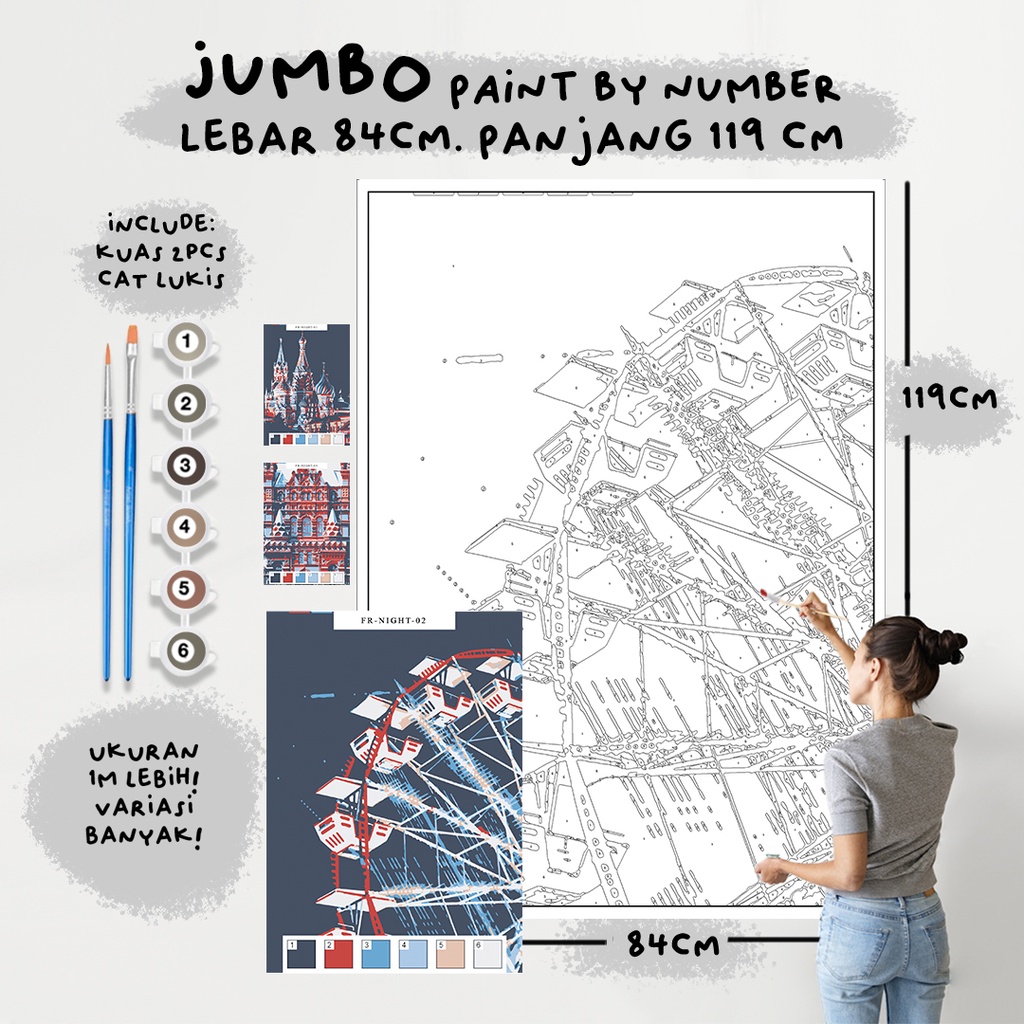

JUMBO Paint By Number Kit, NIGHT paint by number besar a0