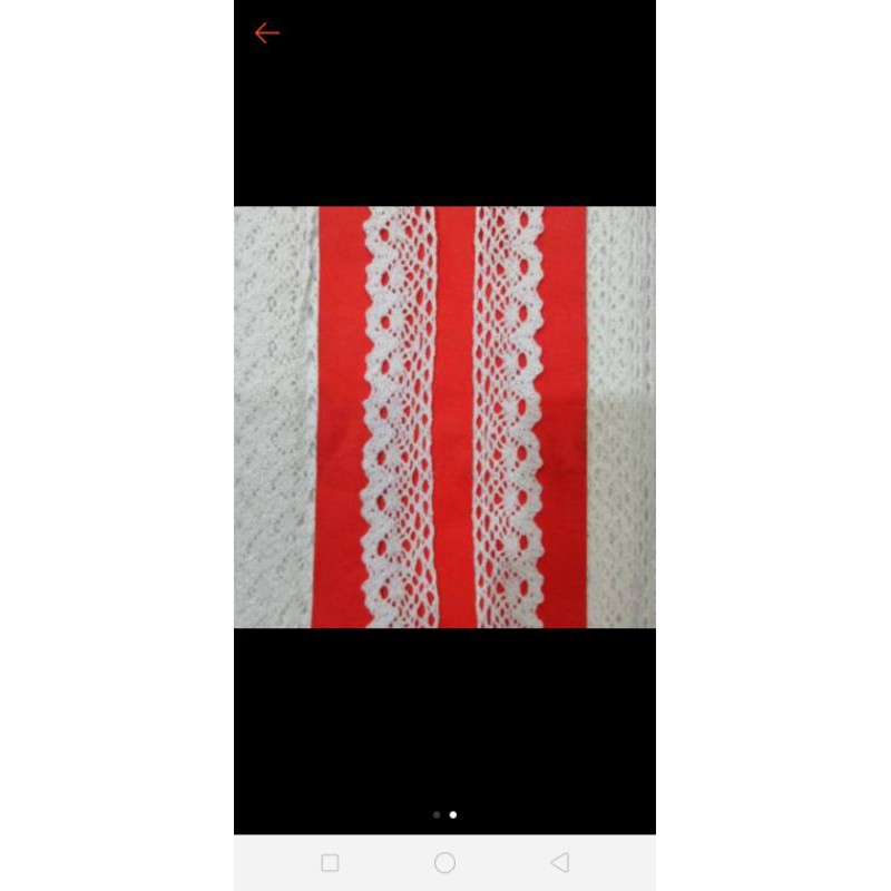 renda  putih rajut full katun 3cm 1yard