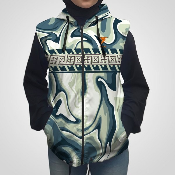 Rompi Printing Parasut Wanita Pria Vest Hoodie Olahraga Running dan Sepeda VJS-014 Custom