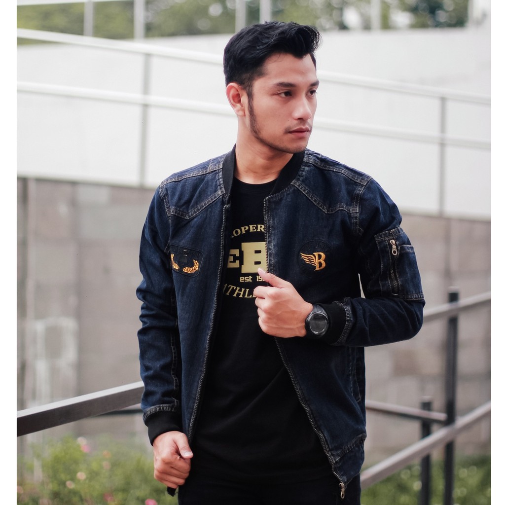 [SIAP KIRIM] JAKET BOMBER JEANS BORDIR THE BERRY