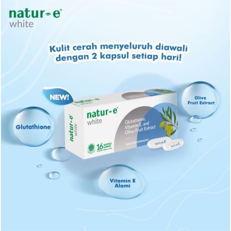 Natur-E White isi 16 cap Glutathione, Olive Extract dan Vitamin E Suplemen Kulit