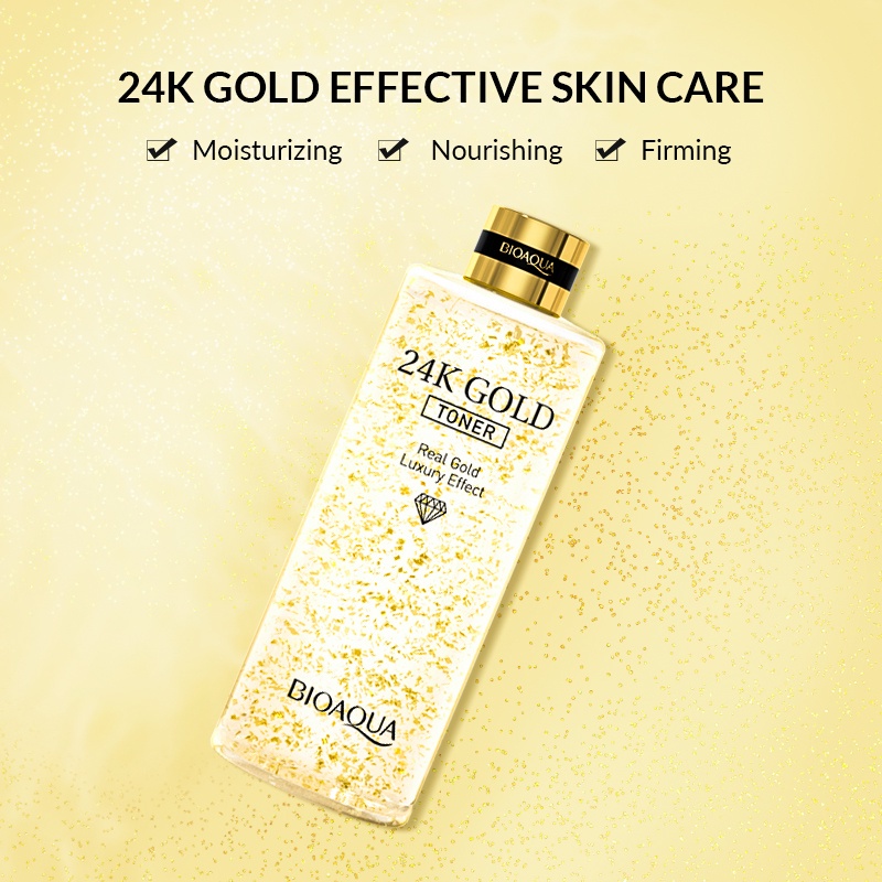 READY【BPOM】BIOAQUA 24k Gold Skincare Essence Toner Wajah Hydrating Toner Glowing 100ml | 300ML