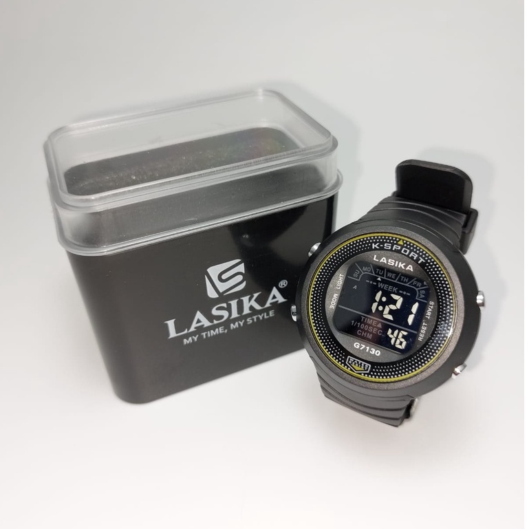 Jam Tangan Unisex Digital Lasika Type 7130 Series Layar Hitam Water Resistant Gratis Box