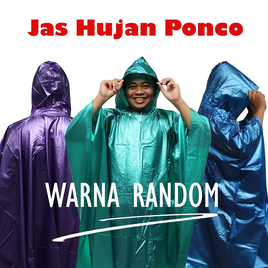 BSS - Jas Hujan Poncho Tanpa Lengan Warna Random Polos dan Polkadot