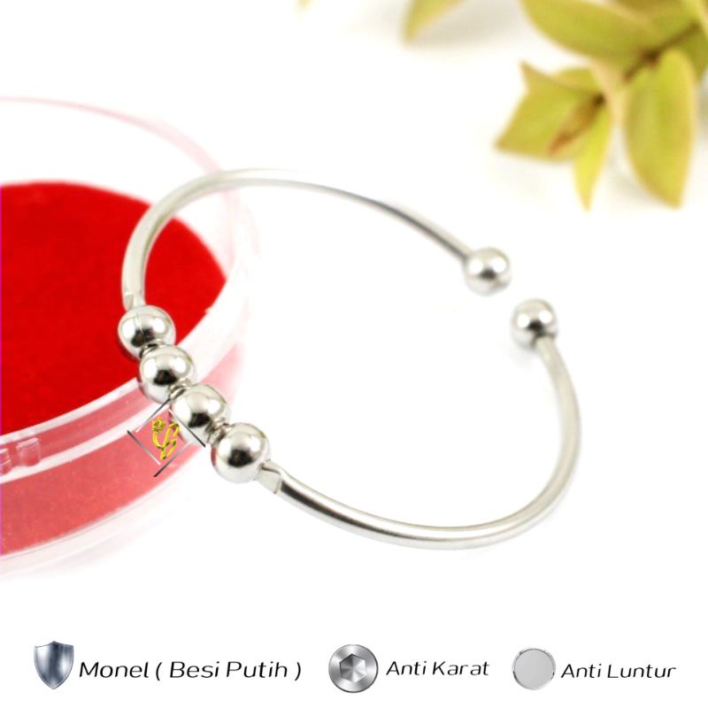 TERMURAH Gelang Monel Anak Bayi Perempuan Laki Laki Asli Anti Karat Besi Putih Step