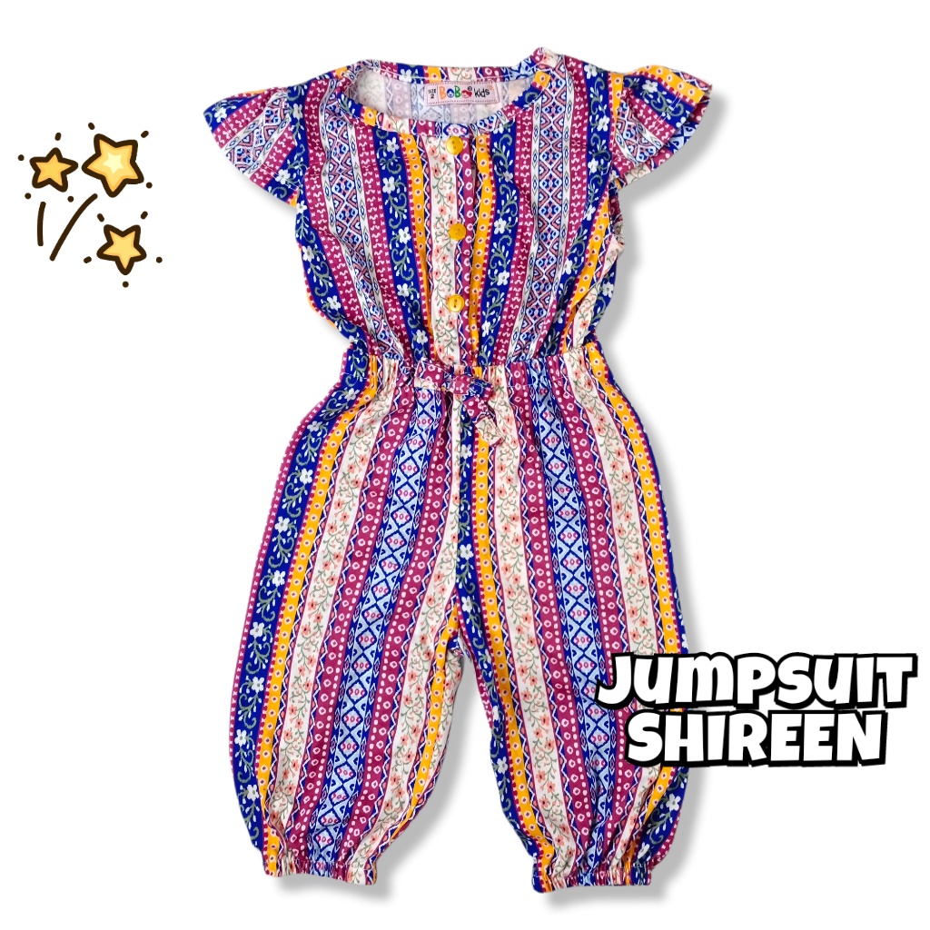 SHIREEN 0-2,5 THN JUMPSUIT ANAK BAYI PEREMPUAN Jamsuit Jumsuit Panjang Kaos Baju Anak Bayi Baby Girl Bobo Kids-2A OrangeBlueTribal