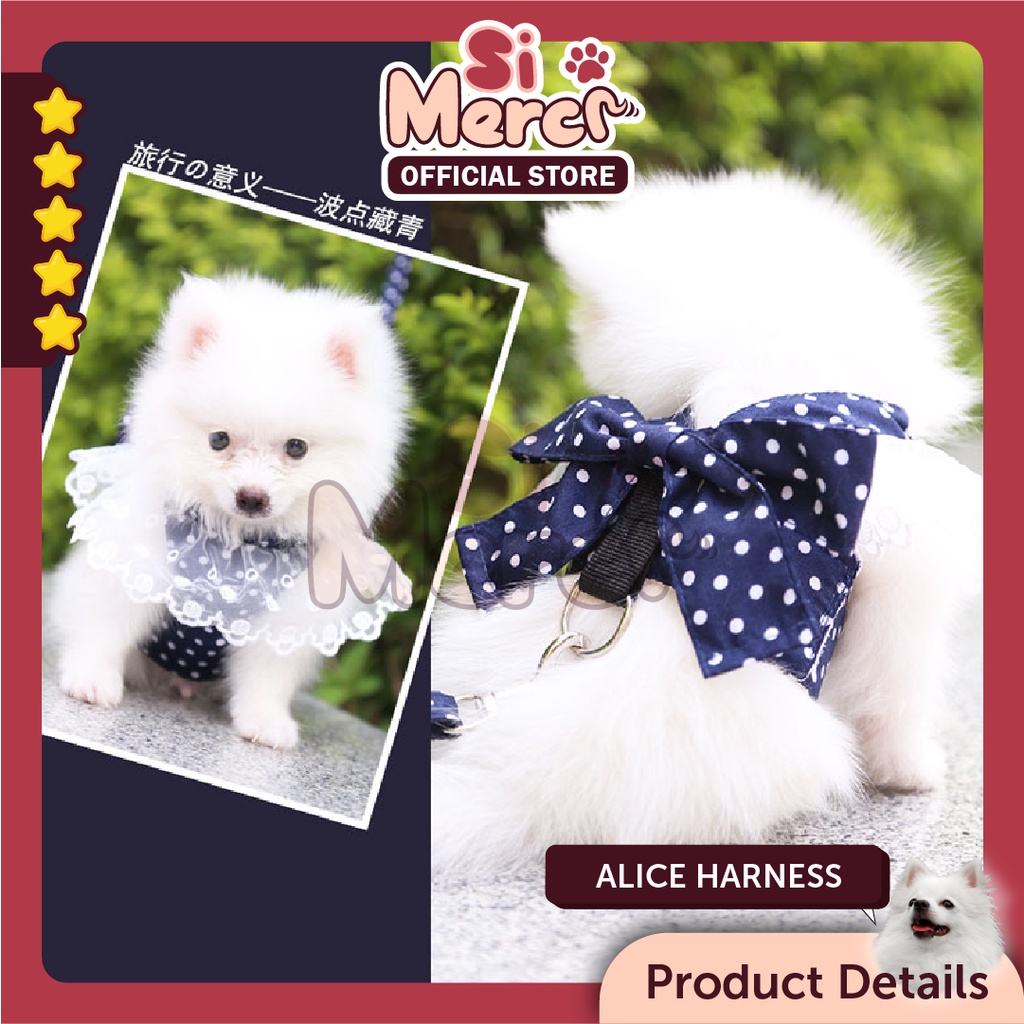 Alice Harness / Tali Anjing / Baju Anjing / Harness Baju Anjing Kucing/ Harness Premium Anjing / Harness Lucu Anjing Kucing