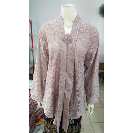 (BrP120/130) Kebaya floy Super & Giga JUMBO BROKAT glitter busui full furing KeroncongBusana-Hazelnut