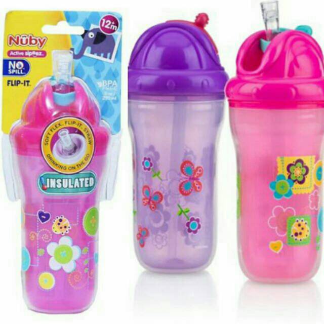 ♥BabyYank♥ NUBY INSULATED FLIPIT FATSTRAW/BOTOL MINUM ANAK/BOTOL MINUM NUBY TERMURAH (BISA COD)