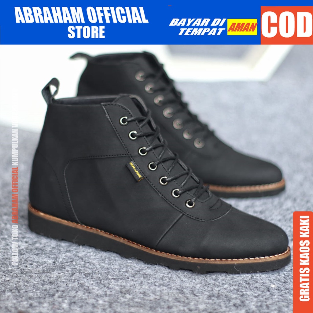 ABRHM x BARA Sepatu Boots Casual Pria Kulit Sintetis Kasual Boot Kerja Cowok Original