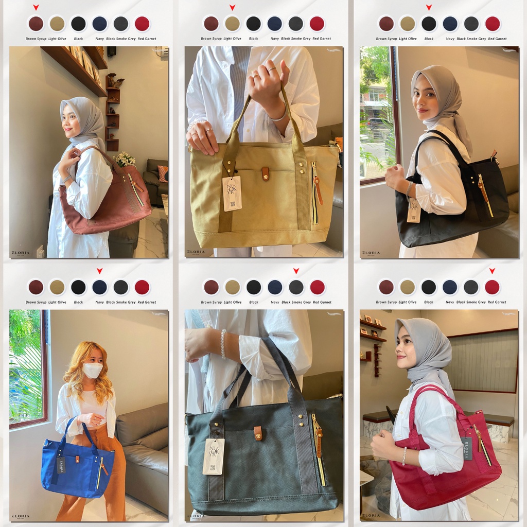 Eloria New York Promo 4x Bundle Pack Tas Wanita Traveling Casual Selempang Fashion Import Shopping Tote Bag