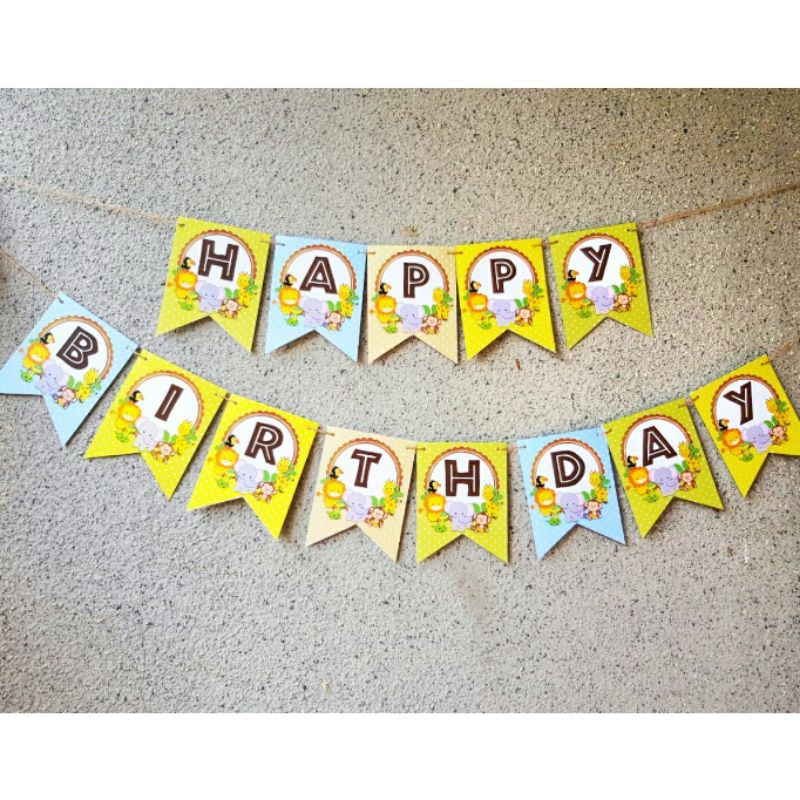 Animal Jungle Zoo Safari Flag Banner Bunting Happy Birthday