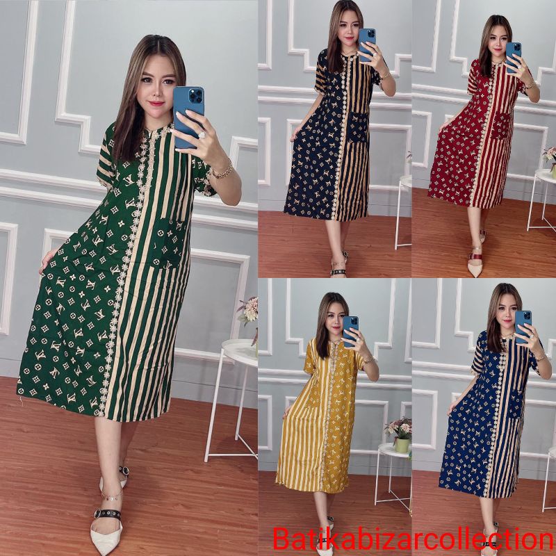 Daster Renda Arabian Lengan Pendek Daster Arab Kombinasi Daster Arab Terbaru Motif Lurik Bahan Rayon Tebal Original Busui Resleting Depan