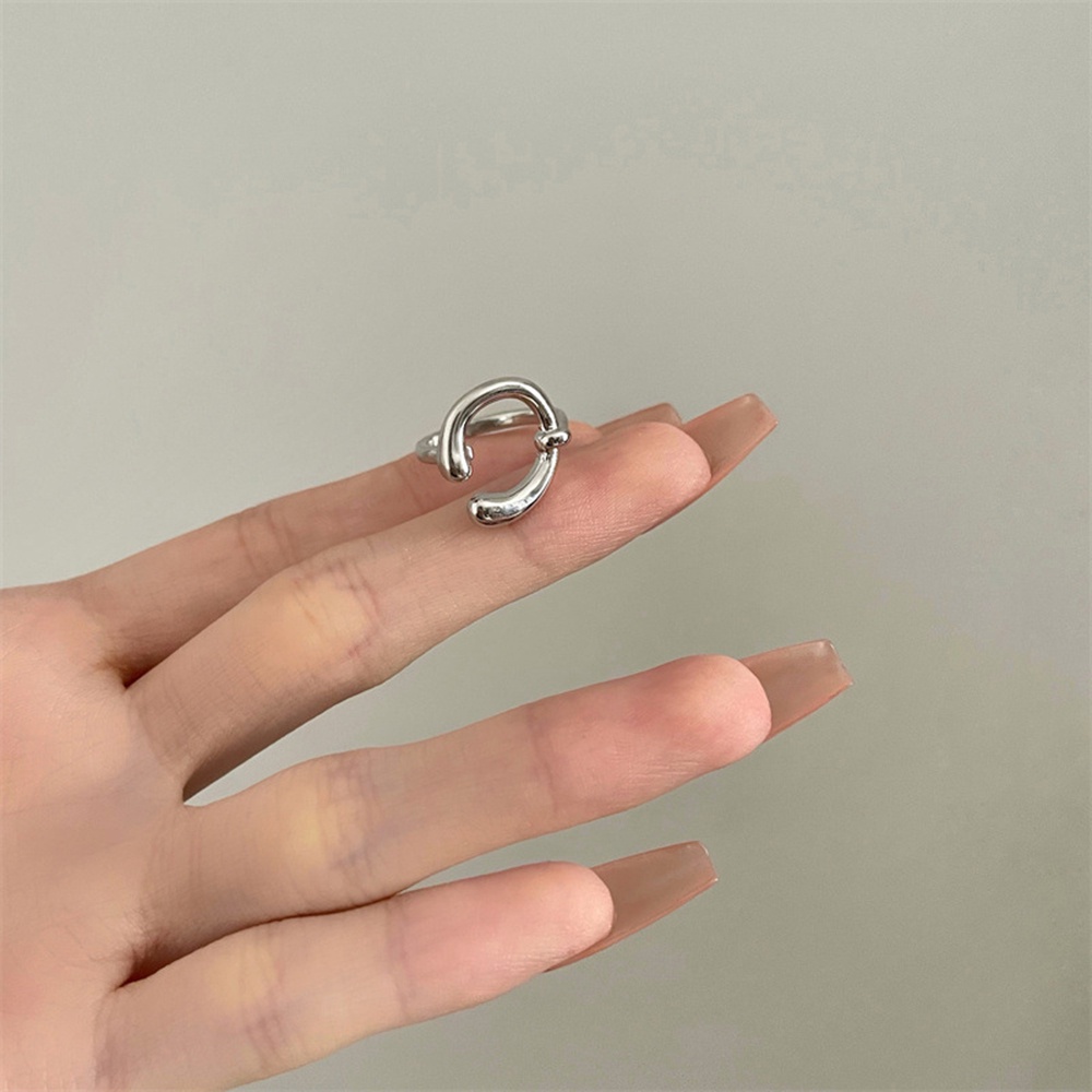 1pc Cincin Jari Telunjuk Model Terbuka Dapat Disesuaikan Warna Silver Gaya Korea Untuk Wanita