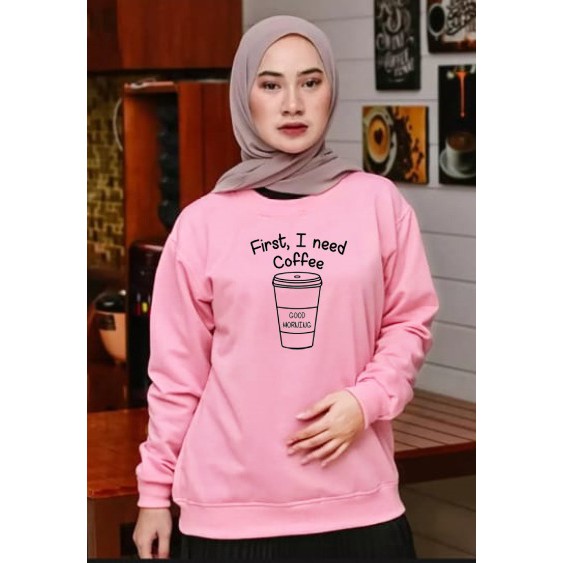 Kaos Lengan Panjang coffee/ Kaos Sweatshirt / Atasan Wanita / Atasan Wanita Lengan Panjang