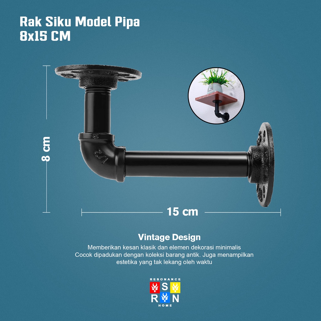 Siku Rak Model Pipa Vintage Industrial 8x15 / Shelf Bracket Resonance Home