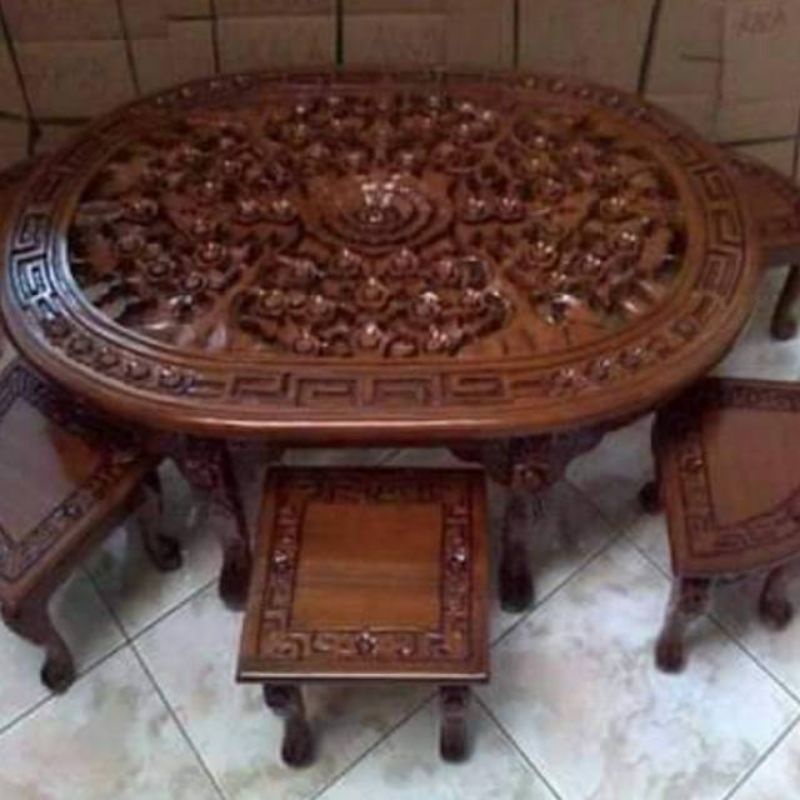 MEJA OSHIN/MEJA LESEHAN JATI UKIR