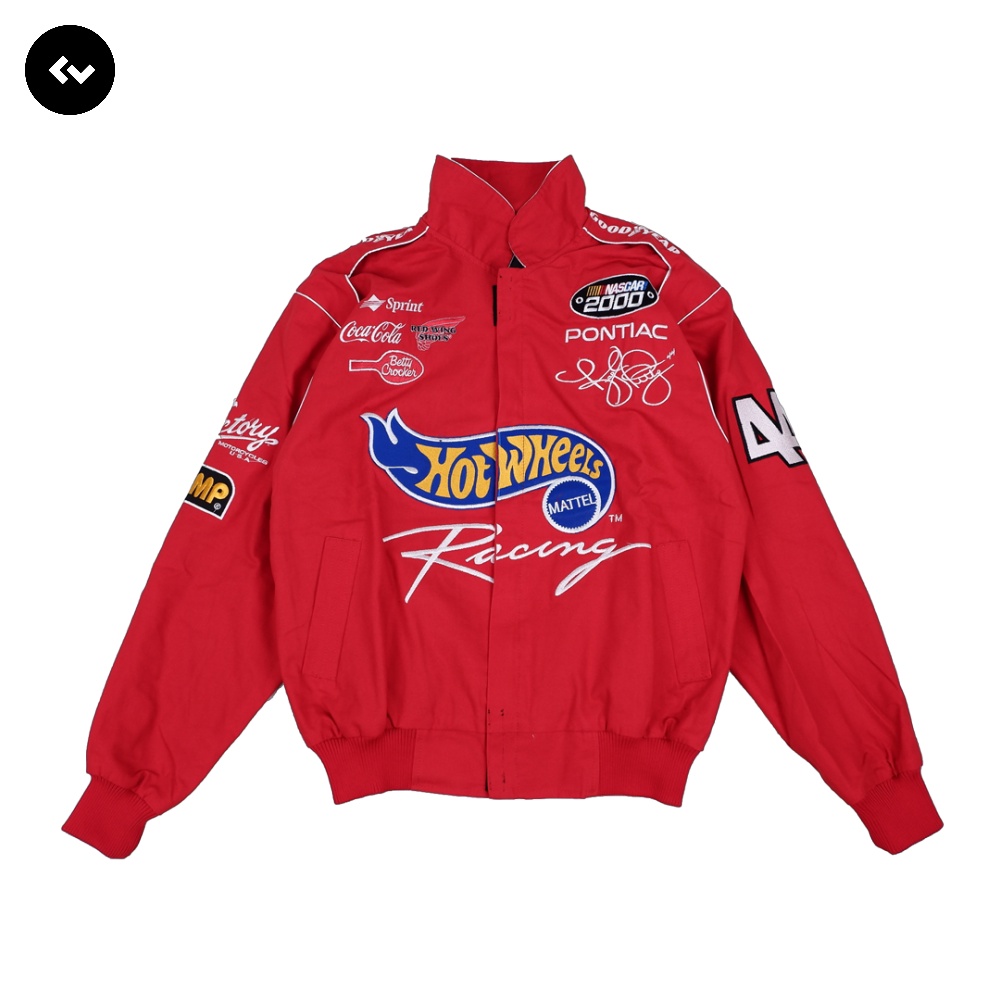 NASCAR JACKET HOTWHEELS VINTAGE MATTEL RED CHASE AUTHENTICS ORIGINAL 1:1 FULL BORDIR