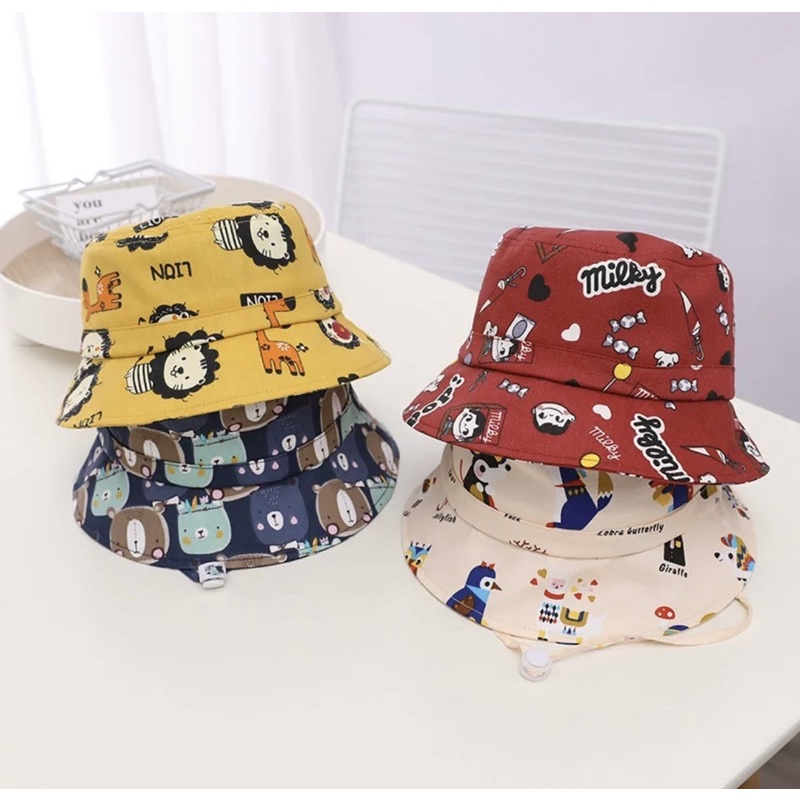 2 3 4 tahun Topi Bucket Baru Import Dengan Tali Various Animal