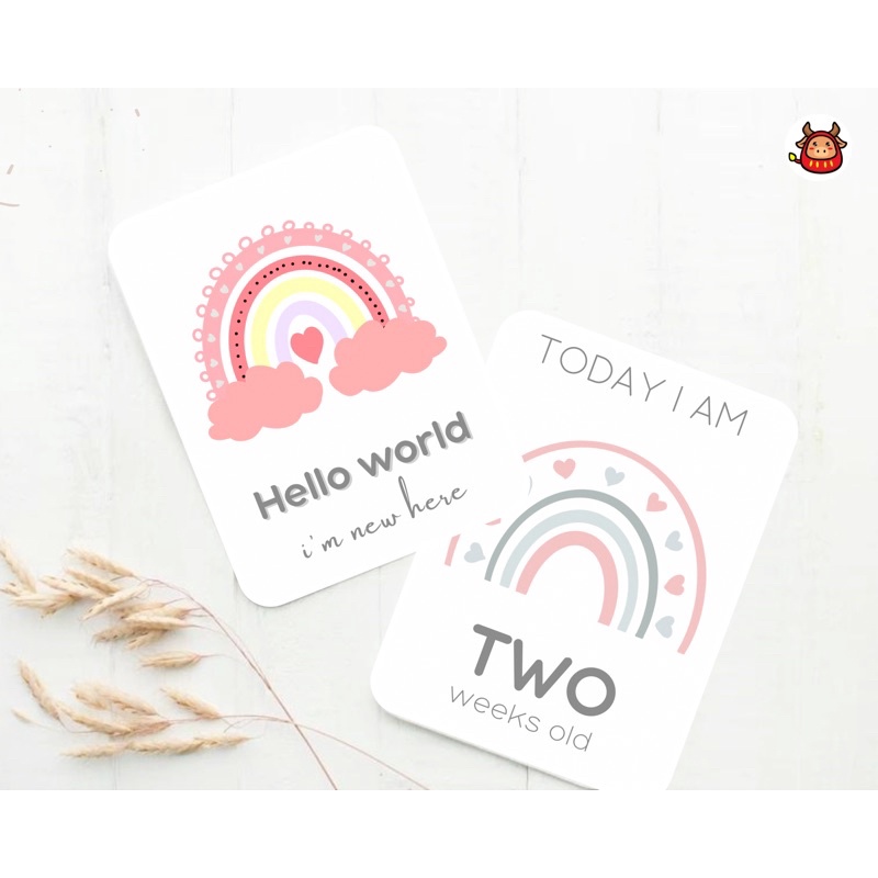 Baby milestone card premium neutral rainbow theme free custom name-Original (Girl only)